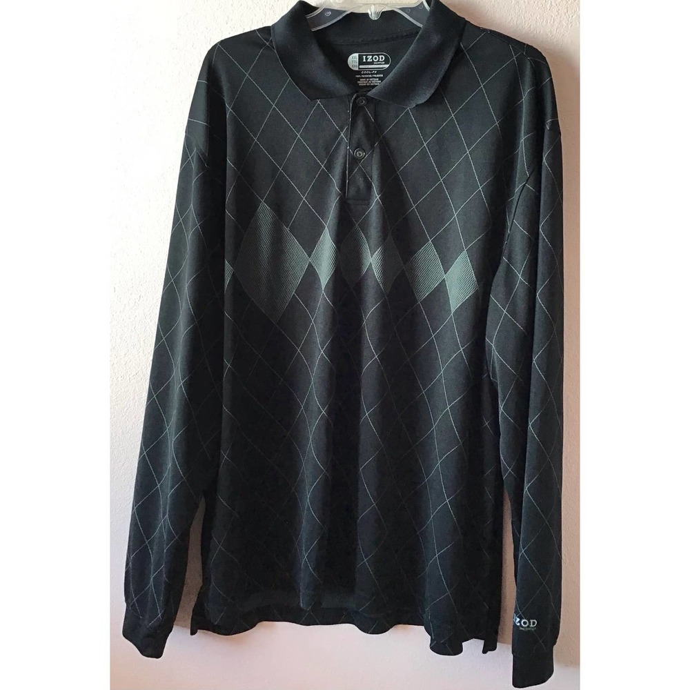 Izod XFG Cool FX long sleeve polo shirt black size XXL